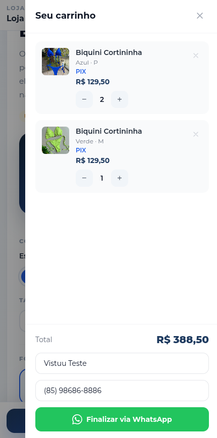 Prévia do contato com cliente